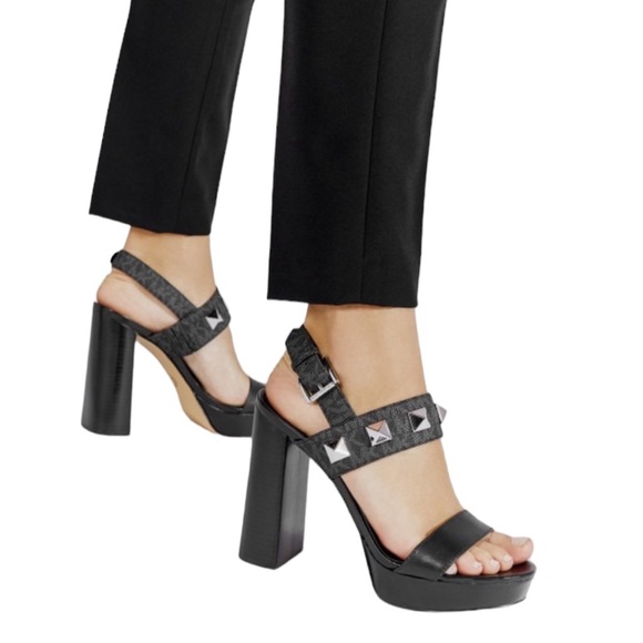 Michael Kors Wren Studded Leather Platform Sandal 9 - Picture 3 of 3